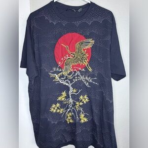 Sean John Men's Okinawan Crane Embroidered  blue T-Shirt men 2XL